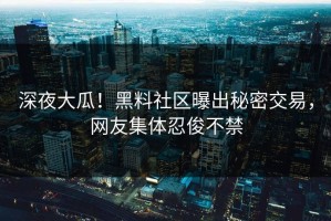 深夜大瓜！黑料社区曝出秘密交易，网友集体忍俊不禁