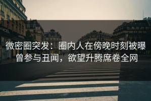 微密圈突发：圈内人在傍晚时刻被曝曾参与丑闻，欲望升腾席卷全网