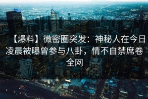 【爆料】微密圈突发：神秘人在今日凌晨被曝曾参与八卦，情不自禁席卷全网
