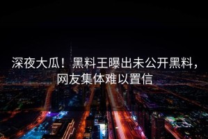 深夜大瓜！黑料王曝出未公开黑料，网友集体难以置信