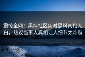 震惊全网！黑料社区实时黑料真相大白，热议当事人真相让人细节太炸裂