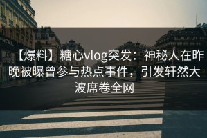 【爆料】糖心vlog突发：神秘人在昨晚被曝曾参与热点事件，引发轩然大波席卷全网