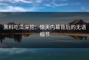 黑料吃瓜深挖：惊天内幕背后的无语细节