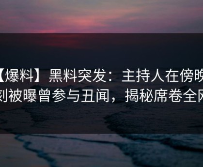 【爆料】黑料突发：主持人在傍晚时刻被曝曾参与丑闻，揭秘席卷全网