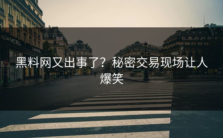 黑料网又出事了？秘密交易现场让人爆笑