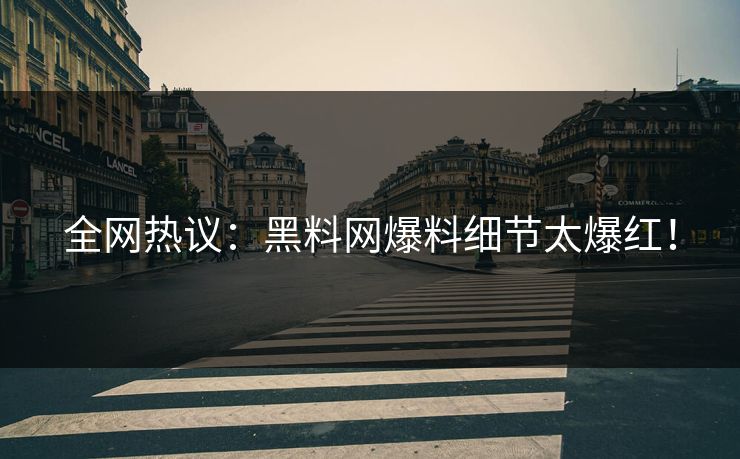 全网热议：黑料网爆料细节太爆红！