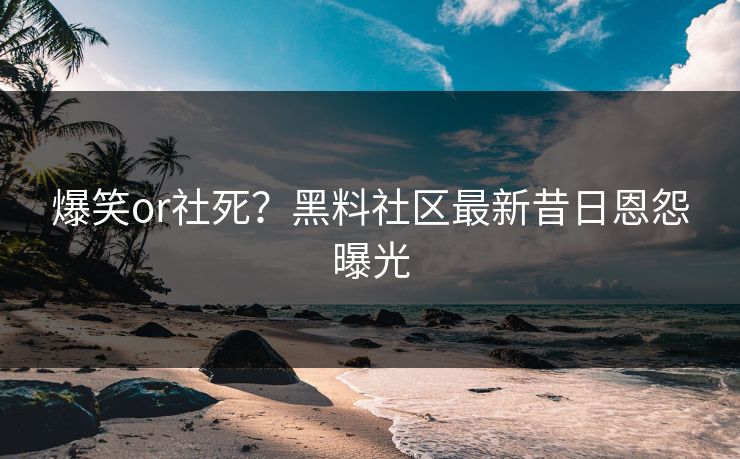 爆笑or社死？黑料社区最新昔日恩怨曝光