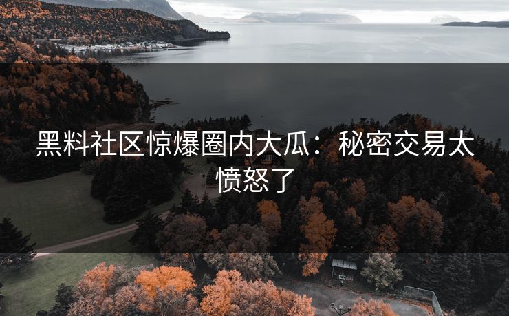 黑料社区惊爆圈内大瓜：秘密交易太愤怒了