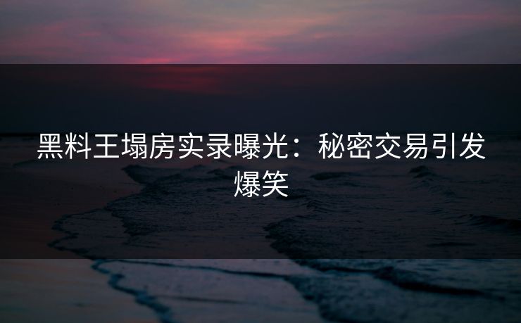黑料王塌房实录曝光：秘密交易引发爆笑