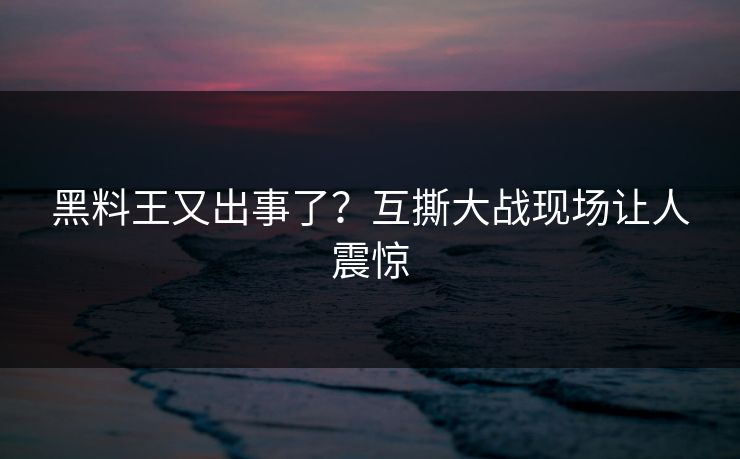 黑料王又出事了？互撕大战现场让人震惊