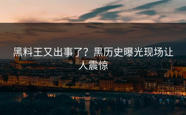 黑料王又出事了？黑历史曝光现场让人震惊