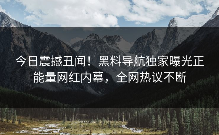 今日震撼丑闻！黑料导航独家曝光正能量网红内幕，全网热议不断