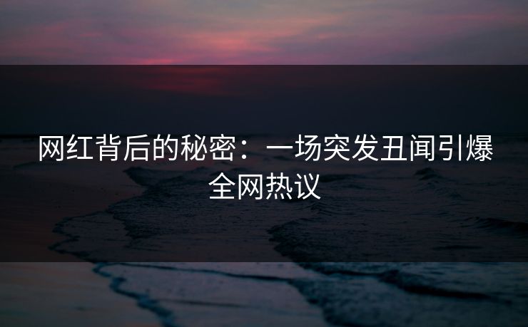 网红背后的秘密：一场突发丑闻引爆全网热议