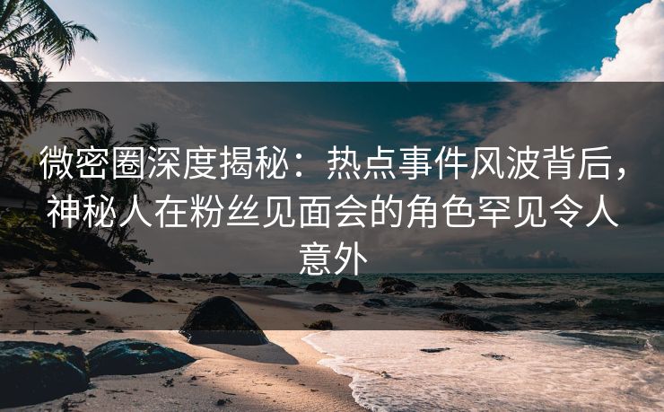 微密圈深度揭秘：热点事件风波背后，神秘人在粉丝见面会的角色罕见令人意外