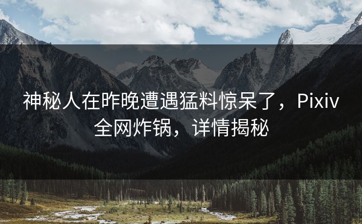 神秘人在昨晚遭遇猛料惊呆了，Pixiv全网炸锅，详情揭秘