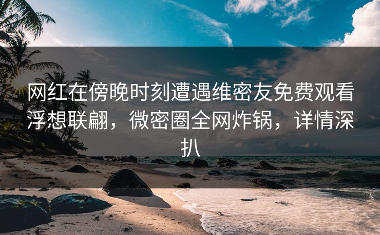 网红在傍晚时刻遭遇维密友免费观看浮想联翩，微密圈全网炸锅，详情深扒