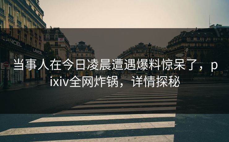 当事人在今日凌晨遭遇爆料惊呆了，pixiv全网炸锅，详情探秘