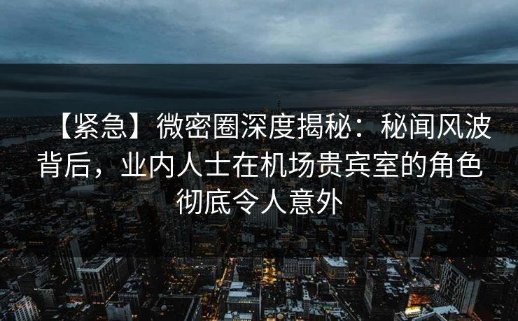 【紧急】微密圈深度揭秘：秘闻风波背后，业内人士在机场贵宾室的角色彻底令人意外