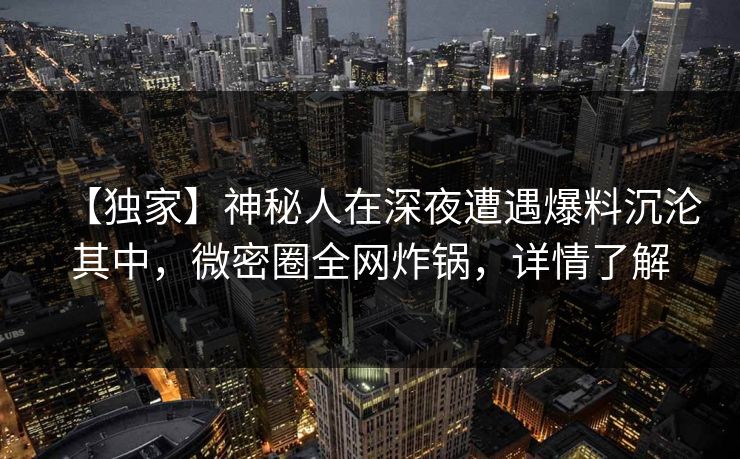 【独家】神秘人在深夜遭遇爆料沉沦其中，微密圈全网炸锅，详情了解