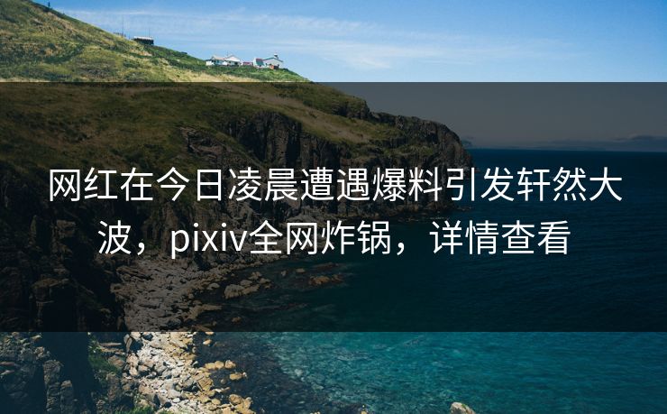 网红在今日凌晨遭遇爆料引发轩然大波,pixiv全网炸锅,详情查看 网红在今日凌晨遭遇爆料引发轩然大波,pixiv全网炸锅,详情查看
