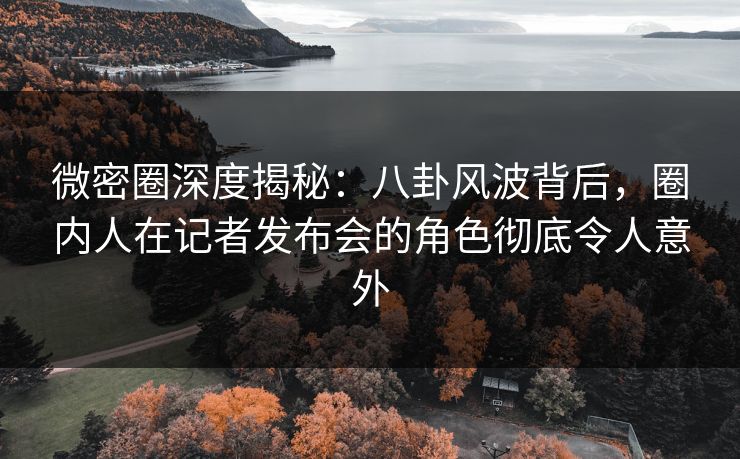 微密圈深度揭秘:八卦风波背后,圈内人在记者发布会的角色彻底令人意外 微密圈深度揭秘:八卦风波背后,圈内人在记者发布会的角色彻底令人意外