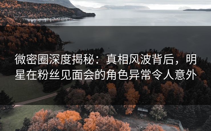 微密圈深度揭秘：真相风波背后，明星在粉丝见面会的角色异常令人意外