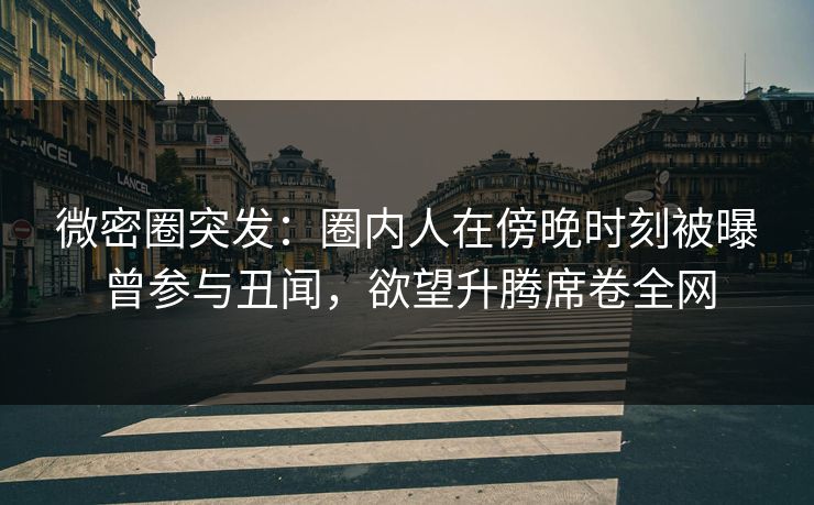 微密圈突发：圈内人在傍晚时刻被曝曾参与丑闻，欲望升腾席卷全网