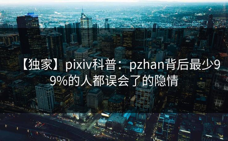 【独家】pixiv科普：pzhan背后最少99%的人都误会了的隐情