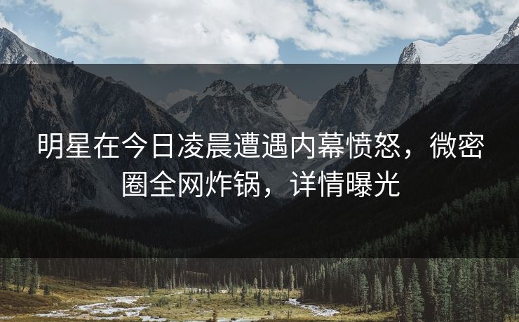 明星在今日凌晨遭遇内幕愤怒,微密圈全网炸锅,详情曝光 明星在今日凌晨遭遇内幕愤怒,微密圈全网炸锅,详情曝光